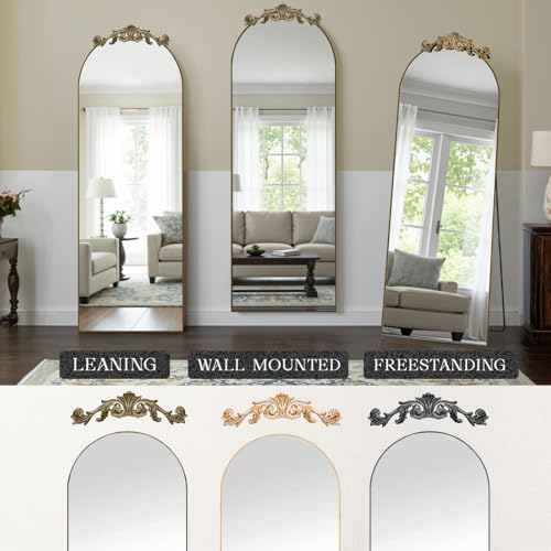 MISSDAY Vintage Full Length Mirror 65"x24" Baroque Arched Mirror, Bronze