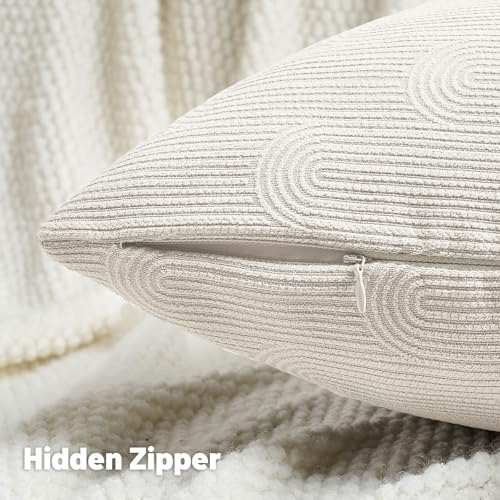 FUTEI Pack of 2 Chenille Throw Pillow Covers 20x20 Inch,Cream - color: Cream, size: 20" x 20" (Pack of 2)