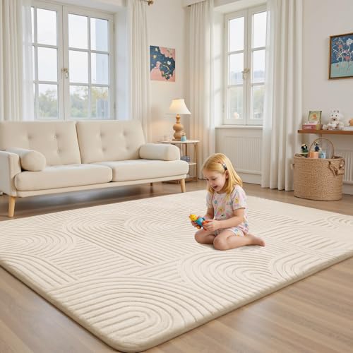Sour Lemon 10x14 Area Rugs for Living Room Bedroom, White Rug Large Carpet - color: Milky White, size: 10' x 14' (Rectangular)