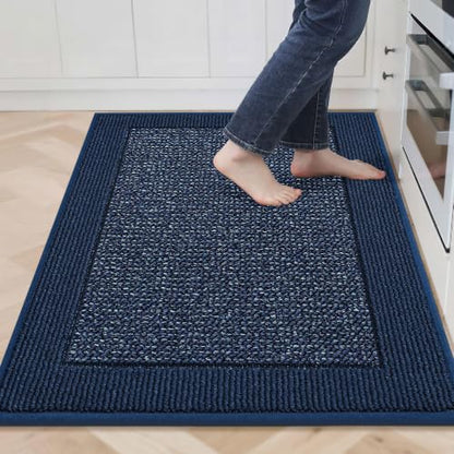 BEQHAUSE Kitchen Rugs 32"x48", Non Slip Kitchen Floor Mats Washable, Blue - color: Blue, size: 32" X 48" (Rectangular)