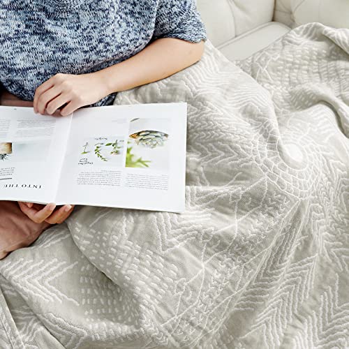 jinchan 100% Cotton Muslin Blanket Twin Boho Throw Blanket 50x60 Light Gray - color: A. Boho Light Grey, size: 50"x60"