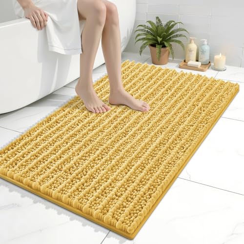 Arotive Bathroom Rugs Mat 36x24, Soft Absorbent Chenille Shaggy Bath Mat - color: Yellow, size: 36" X 24"