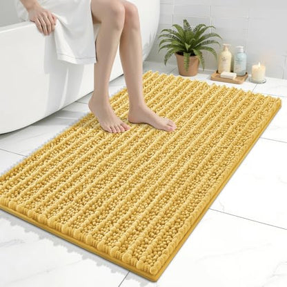 Arotive Bathroom Rugs Mat 36x24, Soft Absorbent Chenille Shaggy Bath Mat - color: Yellow, size: 36" X 24"