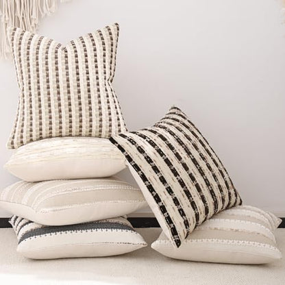 Beige Boho Outdoor Throw Pillow Covers 16x16 Set of 2 - color: Beige, size: 16" x 16" (Pack of 2)