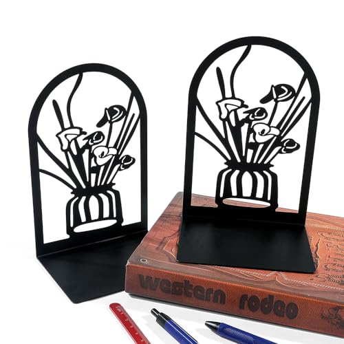 3Pairs Vase Flower Hollow Iron Bookends - color: 3pcs Style a