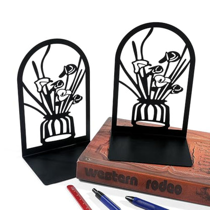 3Pairs Vase Flower Hollow Iron Bookends - color: 3pcs Style a