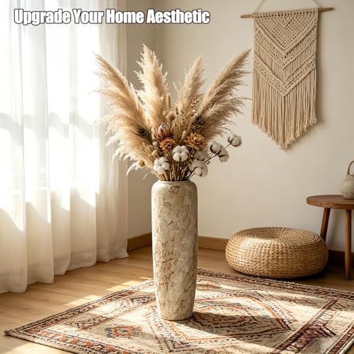 Rustic Ceramic Floor Vase, 24 Inch, Large Farmhouse Decor