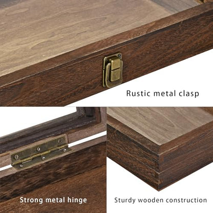 MOOCA Wood Jewelry Display Case with Tempered Glass Top, Black Velvet Pad - color: 1) Brown