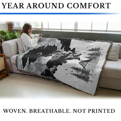 Pure Country Weavers Smoke Village Blanket by Episodic Drawing- Fantasy Gift Tapestry Throw Woven from Cotton - Made in The USA (72x54) - color: Smoke Village, size: 72x54