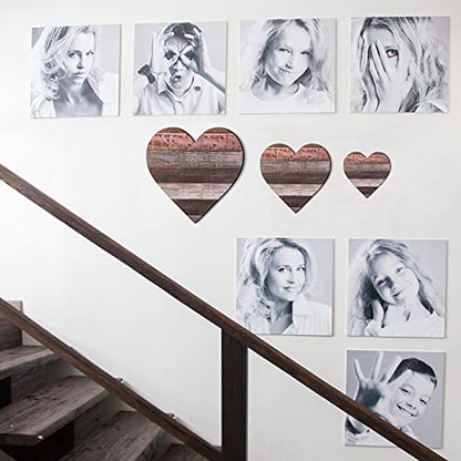 Jetec 3 Pcs Wood Heart Wall Decor Farmhouse Plaque, Classic - style: Classic
