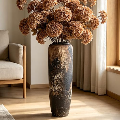 Black Rustic Ceramic Floor Vase, 24 Inch, Large Decor - size: 23.6 Inch