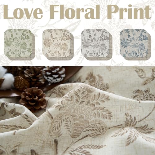 jinchan Floral Valance Curtain Linen 16 Inch Farmhouse 1 Panel Taupe - color: Jacobean | Taupe, size: 50"W x 16"L (Pack of 1)