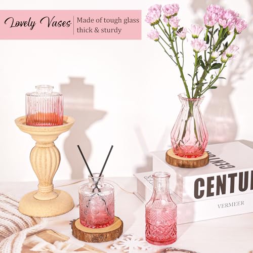 Set of 36 Glass Bud Vases Small Flower Vases for Centerpieces(Pink) - color: Pink