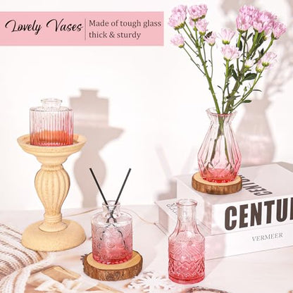 Set of 36 Glass Bud Vases Small Flower Vases for Centerpieces(Pink) - color: Pink