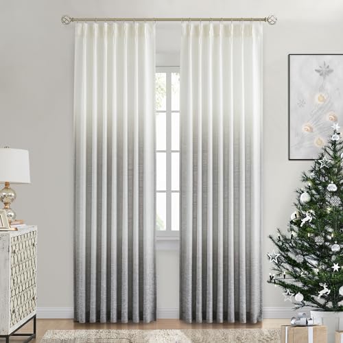 Ombre Pinch Pleated Semi Sheer Curtain, 40"Wx84"Lx2, Cream White to Grey - color: Grey/Pinch Pleat, size: 40"W x 84"L (Pack of 2)