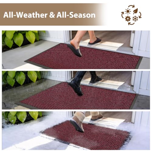 Front Door Mat Outside Entrance Welcome Mat 24"x36" Red 2x3 ft - color: Red, size: 24"x36"