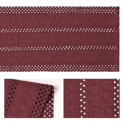 Artoid Mode Red Woven Farmhouse Hollow Table Runner 12x36 Inch - color: Red, size: 12" x 36", Table Runner