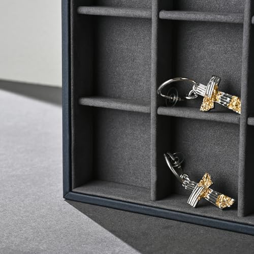 Grey Microfiber 24 Grid Jewelry Display Organizer Tray - size: 24 Grid