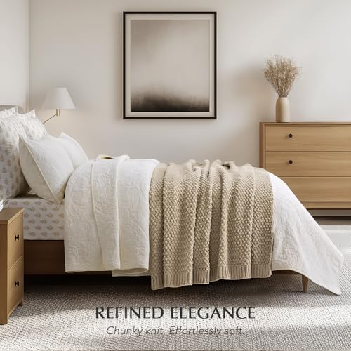 EVERGRACEHOME Chunky Chenille Knit Throw Blanket, 50 x 60, Sand Dune - color: Sand Dune, size: 50" X 60"