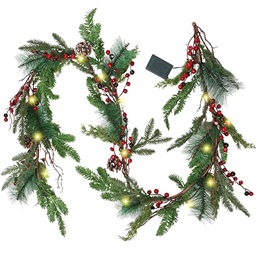 winemana 6 FT Pre-lit Artificial Christmas Garland with Lights for Mantle