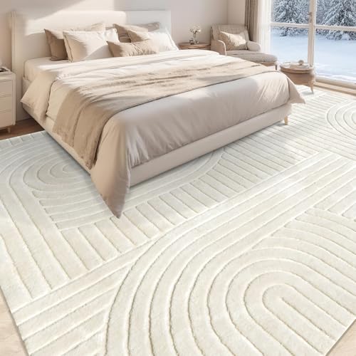 Beige Solid Area Rug 8x10, Washable Rugs for Living Room Bedroom - color: Light Beige, size: 8' x 10' (Rectangular)