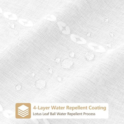 Seenus 72 x 76 inch Extra Long Boho Farmhouse Shower Curtain Heavyweight with Tassels, Soft Linen Textured Fabric Shower Curtain French Country, Elegant White Striped Bathroom Curtain Water Repellent - color: White, size: 72"W x 76"L (Pack of 1)