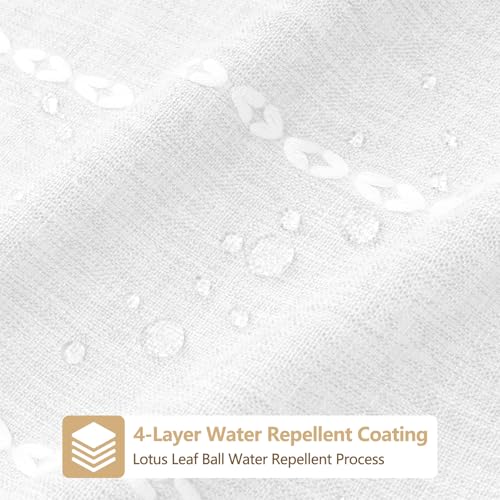 Seenus 72 x 84 inch Extra Long Boho Farmhouse Shower Curtain with Tassels, White Linen Textured Soft Fabric Shower Curtain Heavyweight, Elegant French Country Striped Bathroom Curtain Water Repellent - color: White, size: 72"W x 84"L (Pack of 1)