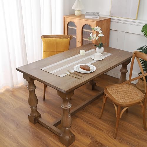 Gernaice Boho Table Runner, Rustic Cotton Linen Farmhouse Table Runners for Dresser End Coffee Table Home Decor, 36" L X 13" W Brown - size: 13" X 36", style: Brown Striped