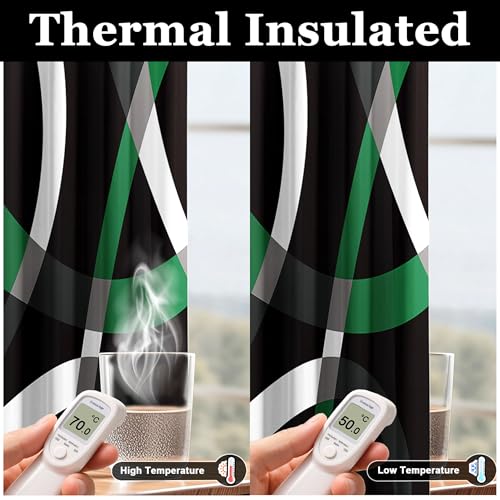 weesire Black and Green Blackout Curtains, 52 x 63 Inch, Grommet, 2 Panels - color: P1-green, size: 52"W x 63"L (Pack of 2)