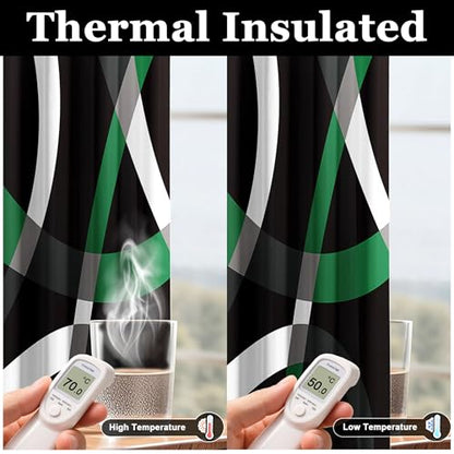 weesire Black and Green Blackout Curtains, 52 x 84 Inch, Grommet, 2 Panels - color: P1-green, size: 52"W x 84"L (Pack of 2)