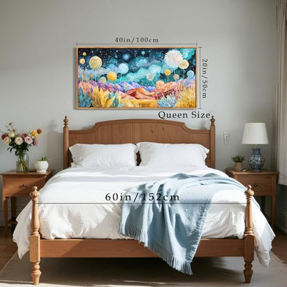 crmotu Colorful Large Wall Art, Whimsical Landscape Canvas Prints 20"x40" - color: Teal Gold, size: 40"L x 20"W