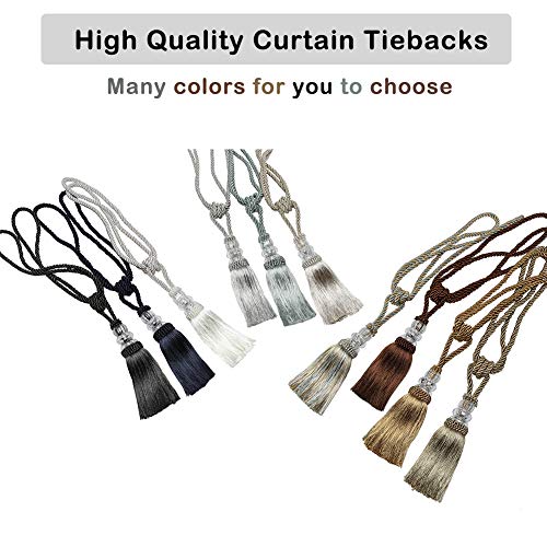 BEL AVENIR 4 Pack Curtain Tiebacks Hand-Woven Holdbacks Tassels Tiebacks - color: White, size: 4 Pack