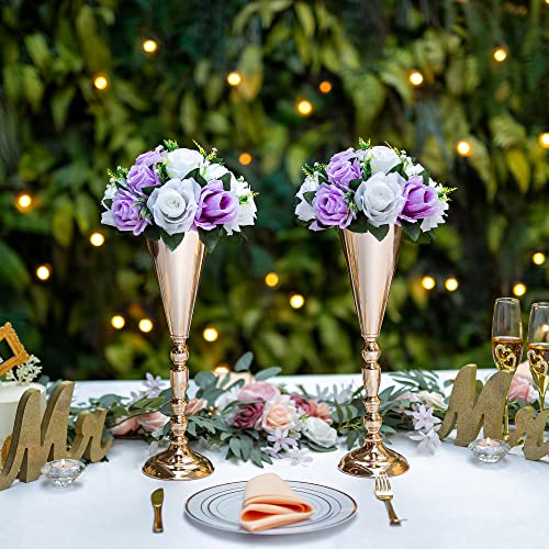 Flower Centerpieces for Wedding Tables: Lilac & White, 2 Packs - color: Lilac & White