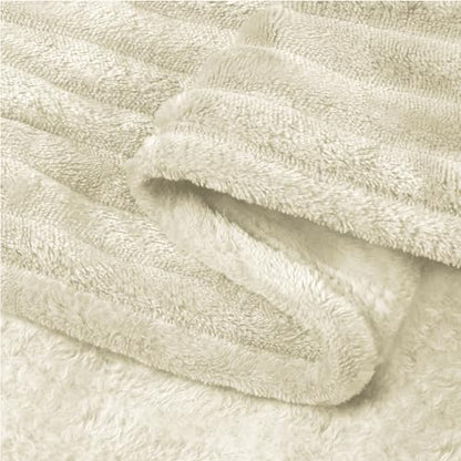 BEDELITE Ribbed Jacquard Beige Fleece Throw Blanket for Couch, 50x60 Inch - color: Beige, size: Throw(50"x60")