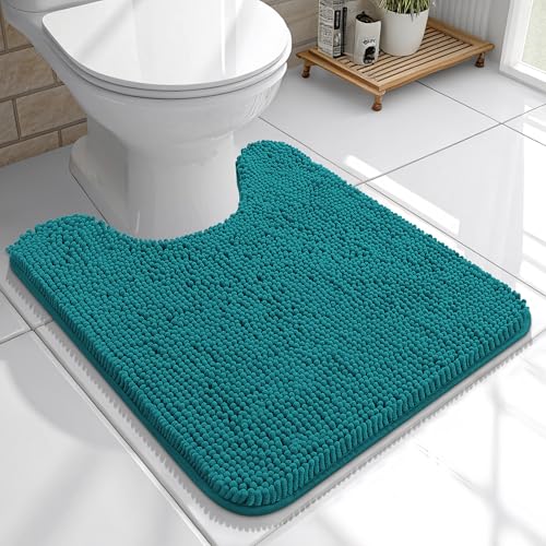 OLANLY Toilet Rugs U-Shaped 20x20, Soft Absorbent Chenille Contour Rugs - color: Deep Lake, size: 20" X 20" Contour Rug