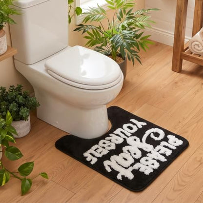 Drydiet U Shaped Toilet Rug Washable Cute Bath Mat 24x20,Frog - style: Please Seat Yourself