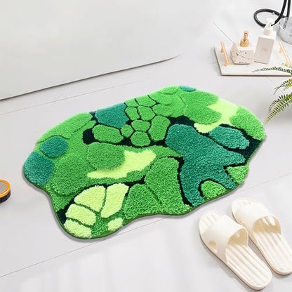 UKELER Cute Moss Bathroom Rugs Shaggy Washable Green Moss Bath Mat for Bathroom Non Slip Absorbent Bath Rugs for Shower, Tub, Sink, Toilet, Entry Way, 31''×20'' - color: Green Moss Rug 1