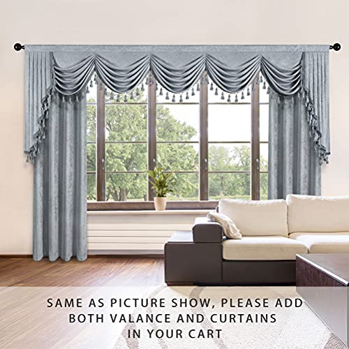 ELKCA Thick Chenille Window Curtains Valance for Living Room Silver Grey Modern Curtain Valance for Bedroom,Rod Pocket(W138inch, 1 Panel) - color: Valance,silver Grey, size: 138"W x 43"L (Pack of 1)