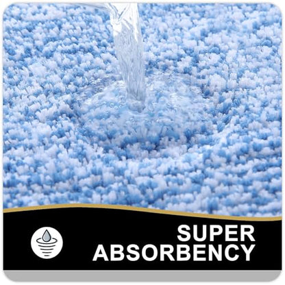 OLANLY Large Bathroom Rugs 44x32, Soft Absorbent Microfiber Bath Rugs, Blue - color: Blue and White, size: 44" X 32"