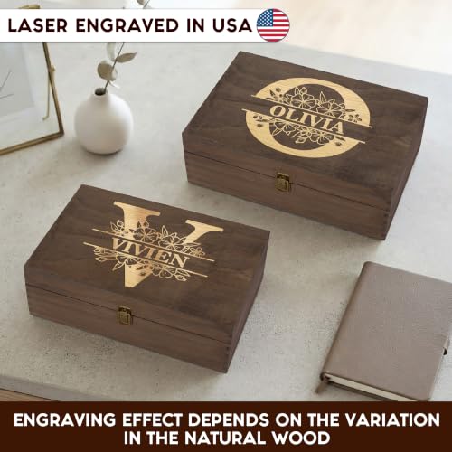 Personalized Floral Monogram Box, Engraved Bridesmaid & Maid of Honor Gift - style: 3. Monogram Designs