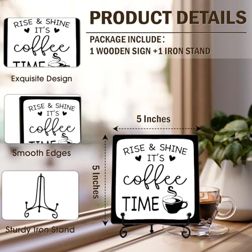 Minimalism Coffee Bar Decor, 5"x5" Coffee Bar Sign - color: Pure Soft Ivory