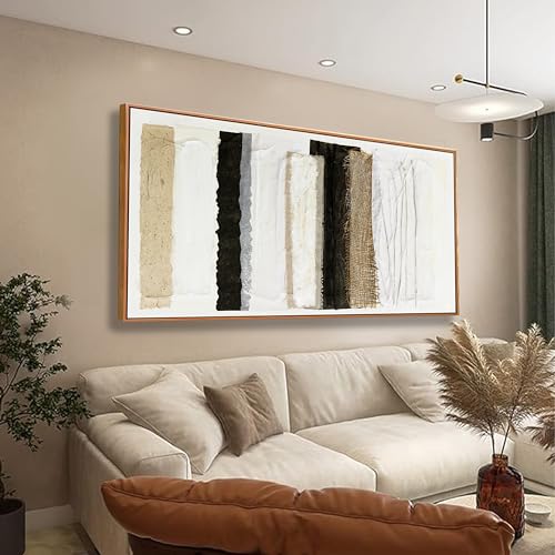 Abstract Wall Art Decor Modern Wall Decorations Maximalist Home Canvas paintings Wall Art Prints Framed Multicolor Overlapping Strips Artwork Parting for Living Room Wall Bedroom Kitchen Office Decor 24×48 Inch With Framed - color: Multicolor, size: 48"L