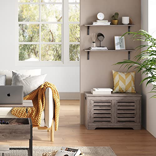 DINZI LVJ Long Wall Shelves, 31.5" Wall Mounted Shelves with Metal Brackets - color: Greige, size: 31.5 Inch