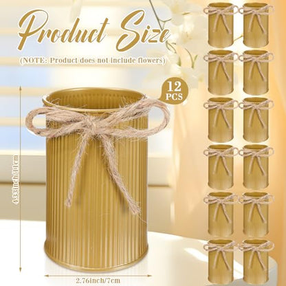 4.33 Inch Mini Vase Wedding Table Centerpieces,Gold,12 Pcs - color: Gold