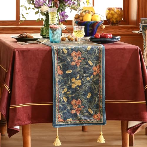 Patdrea Designer Vintage French Velvet Table Runner,12"X71"-Herbert C - color: Herbert C Velvet, size: 12"*71"