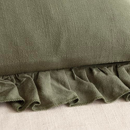 Foindtower Linen Fringe Ruffle Throw Pillow Covers 20×20 Inch Olive Green - color: Olive Green, size: 20" x 20" (Pack of 2)