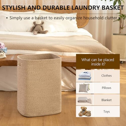 OIAHOMY Laundry Hamper Laundry Basket Cotton Rope Storage Baskets Brown - color: Brown variegated