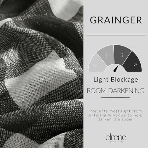 Grainger Buffalo Check Blackout Window Curtain, Black - 52" W x 84" L - color: Black, size: 52"W x 84"L (Pack of 1)