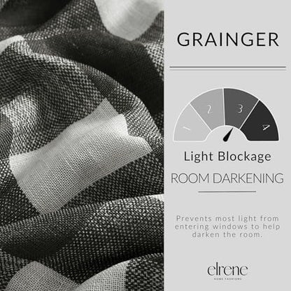 Grainger Buffalo Check Blackout Window Curtain, Black - 52" W x 84" L - color: Black, size: 52"W x 84"L (Pack of 1)