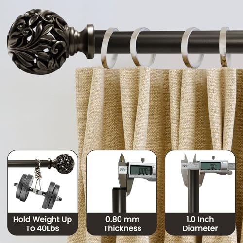 Ycolnaefllr Carved Leaf Curtain Rod, Bronze, Adjustable 36-88" - color: Bronze, size: 36-88"